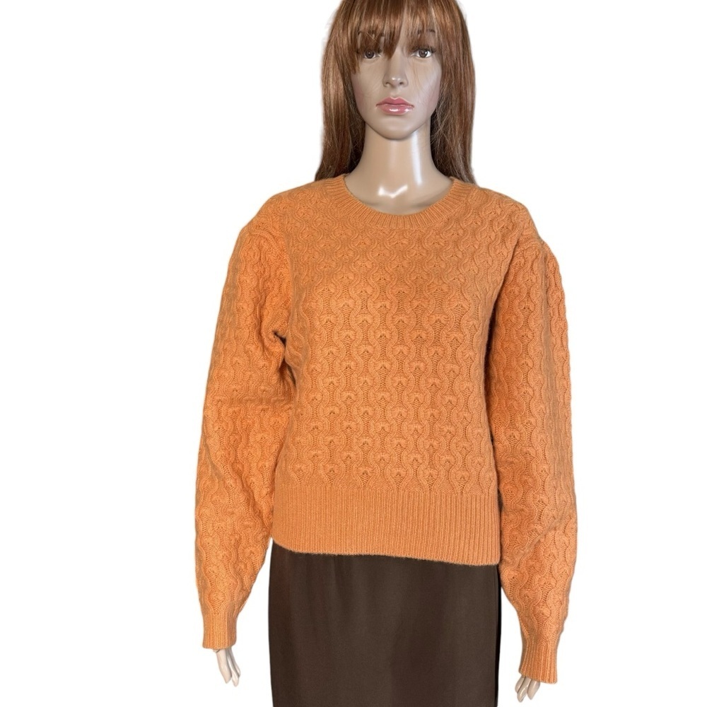NWT New $298 Joie Roland Crew Neck Orange Wool Cashmere Sweater Size M - Picture 2 of 11